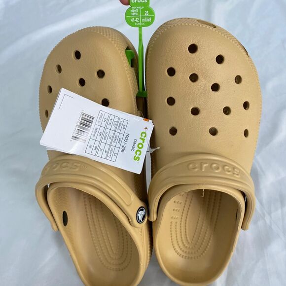 Crocs NEW Tan Cream Slippers Mens US 8 / Wmns 10 NWT - Picture 2 of 8